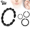 Black Plated Multi-Use 316L Surgical Steel Braided Twisted Nose Hoop Ring - Pierced Universe