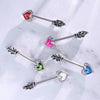 Blue Opal Heart & Feather Arrow Surgical Steel Nipple Ring Barbell