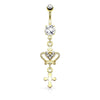 Christian Crown and Cross Dangling Belly Button Navel Ring - Pierced Universe