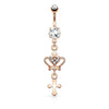 Christian Crown and Cross Dangling Belly Button Navel Ring - Pierced Universe