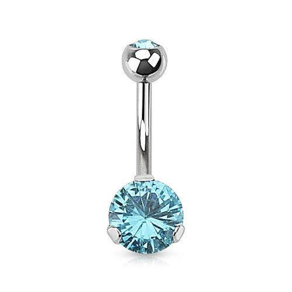 Classic Red Aqua 8mm Gem Surgical Steel Belly Button Navel Ring