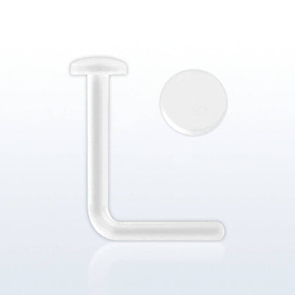 Clear Acrylic Flexible L Shape with 2mm Flat Disk Nose Stud Retainer - Pierced Universe