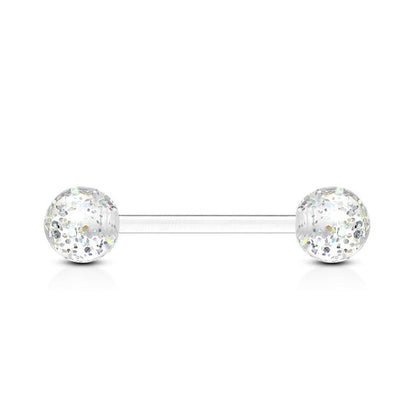 Clear Glitter Acrylic Straight Barbell - Pierced Universe