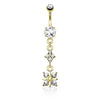 Cute Small CZ Crystal Dangle Belly Ring - Pierced Universe