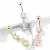 Cute Small CZ Dangle Owl Rose Gold PVD Surgical Steel Belly Ring - Pierced Universe