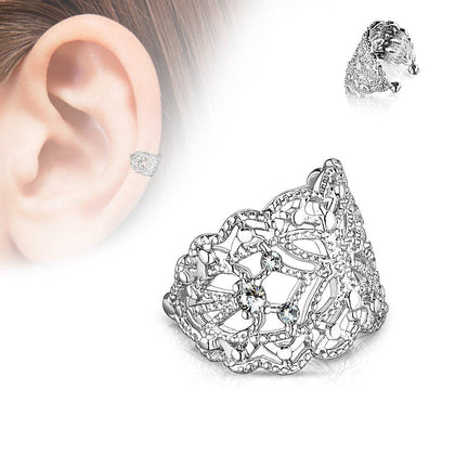 CZ Butterfly Fake Non Piercing Brass Ear Cuff - Pierced Universe