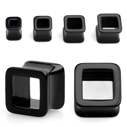 Double Flared Black Acrylic Square Tunnels - Pierced Universe