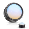 Double Flared Ebony Wood Opalite Stone Inlay Plugs - Pierced Universe