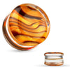 Double Flared Saddle Amber Stripe Ear Gauges Plugs