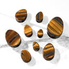 Double Flared Saddle Tear Drop Yellow Tiger's Eye Stone Plugs - Pierced Universe