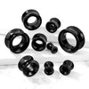 Double Flared Semi Precious Black Agate Stone Ear Tunnels - Pierced Universe