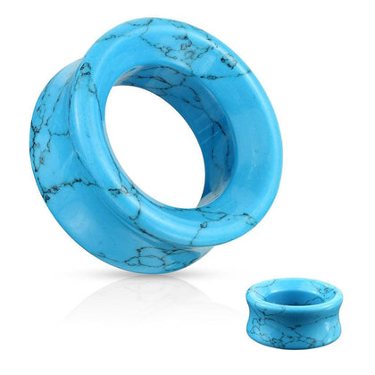 Double Flared Semi Precious Blue Turquoise Stone Ear Tunnels - Pierced Universe