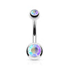 Double Gem Basic Non Dangle Belly Button Navel Ring Barbell - Pierced Universe