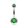 Double Gem Basic Non Dangle Belly Button Navel Ring Barbell - Pierced Universe