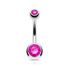 Double Gem Basic Non Dangle Belly Button Navel Ring Barbell - Pierced Universe