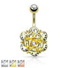 Elegant Surgical Steel Flower CZ Belly Ring - Pierced Universe