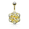 Elegant Surgical Steel Flower CZ Belly Ring - Pierced Universe