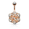 Elegant Surgical Steel Flower CZ Belly Ring - Pierced Universe