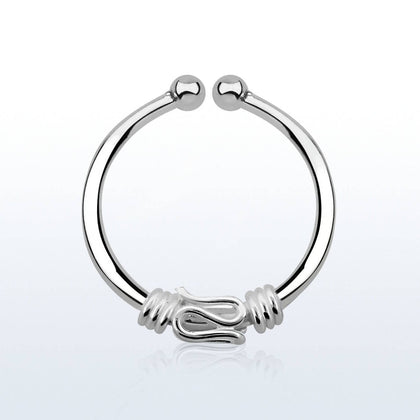 Fake Faux Clip On Tribal 925 Sterling Silver Nose Hoop Ring - Pierced Universe