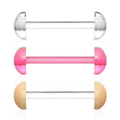 Flexible Acrylic Straight Barbell Tongue Ring with Dome Half-Ball Ends - Pierced Universe