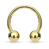 Gold Plated Surgical Steel Circular Horseshoe Tragus Cartilage Barbell with Ball Ends - Pierced Universe