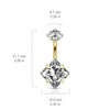 Gold Plated Surgical Steel Double Square White CZ Gem Belly Button Ring - Pierced Universe