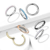 Gold Plated Surgical Steel Easy Hinged CZ Pave Clicker Hoop - Pierced Universe