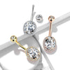 Gold Plated Surgical Steel Oval Pave White CZ Belly Ring - Pierced Universe