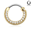 Gold Plated Surgical Steel White CZ Easy Hinged Clicker Septum Ring - Pierced Universe