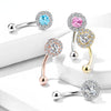 Gold Plated Surgical Steel White CZ Gem Cluster Curved Barbell