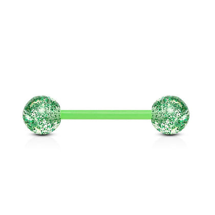 Green Glitter Acrylic Straight Barbell - Pierced Universe