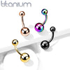 Implant Grade Titanium Black PVD Ball Stud Belly Ring - Pierced Universe