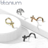 Implant Grade Titanium Black PVD Corkscrew Beaded Cross Nose Stud Ring - Pierced Universe