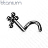 Implant Grade Titanium Black PVD Corkscrew Beaded Cross Nose Stud Ring - Pierced Universe