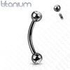 Implant Grade Titanium Black PVD Curved Barbell With White CZ Gem