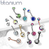 Implant Grade Titanium Black PVD Double Ball White CZ Gem Belly Ring - Pierced Universe