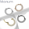 Implant Grade Titanium Black PVD Double Row White CZ Pave Daith Ring Clicker Hoop - Pierced Universe