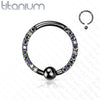 Implant Grade Titanium Black PVD Front Facing VM CZ Pave CBR Hoop Ring - Pierced Universe