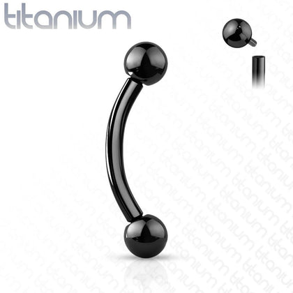 Implant Grade Titanium Black PVD Internally Threaded Curved Barbell - Pierced Universe