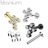 Implant Grade Titanium Black PVD Internally Threaded White Cross Labret - Pierced Universe