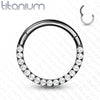 Implant Grade Titanium Black PVD Paved White CZ Septum Clicker - Pierced Universe