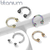 Implant Grade Titanium Black PVD White CZ Gem Pave Horseshoe - Pierced Universe