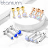 Implant Grade Titanium Blue Opal Flat Back Internally Threaded Labret Cartilage Tragus Ring - Pierced Universe