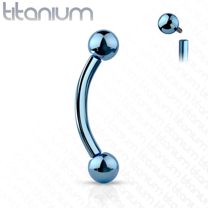 Implant Grade Titanium Blue PVD Internally Threaded Curved Barbell - Pierced Universe