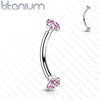 Implant Grade Titanium Curved Barbell Internally Threaded Pink CZ - Pierced Universe