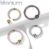 Implant Grade Titanium Front Facing White CZ Pave CBR Hoop Ring - Pierced Universe