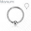 Implant Grade Titanium Front Facing White CZ Pave CBR Hoop Ring - Pierced Universe