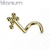 Implant Grade Titanium Gold PVD Corkscrew Beaded Cross Nose Stud Ring - Pierced Universe