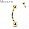 Implant Grade Titanium Gold PVD Curved Barbell With White CZ Gem - Pierced Universe