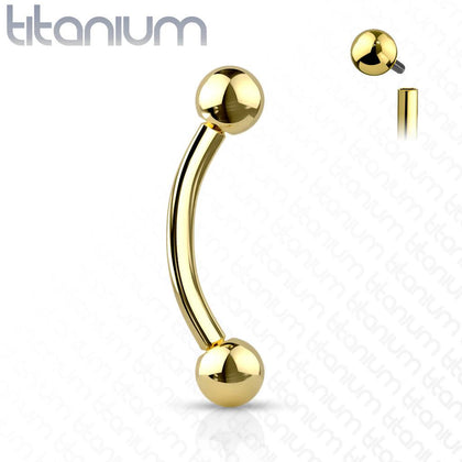 Implant Grade Titanium Gold PVD Internally Threaded Curved Barbell - Pierced Universe